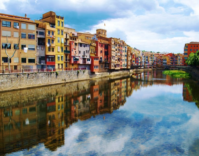 Girona, with its Medieval Architecture in Northeastern Catalonia on the Banks of Onyar River.
