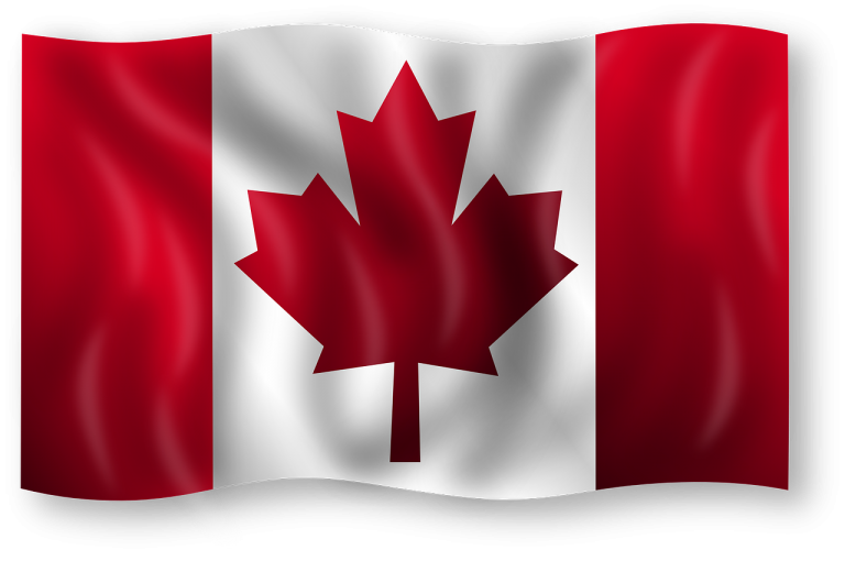 Canadian Flag with the Maple Leaf and l'Unifolié