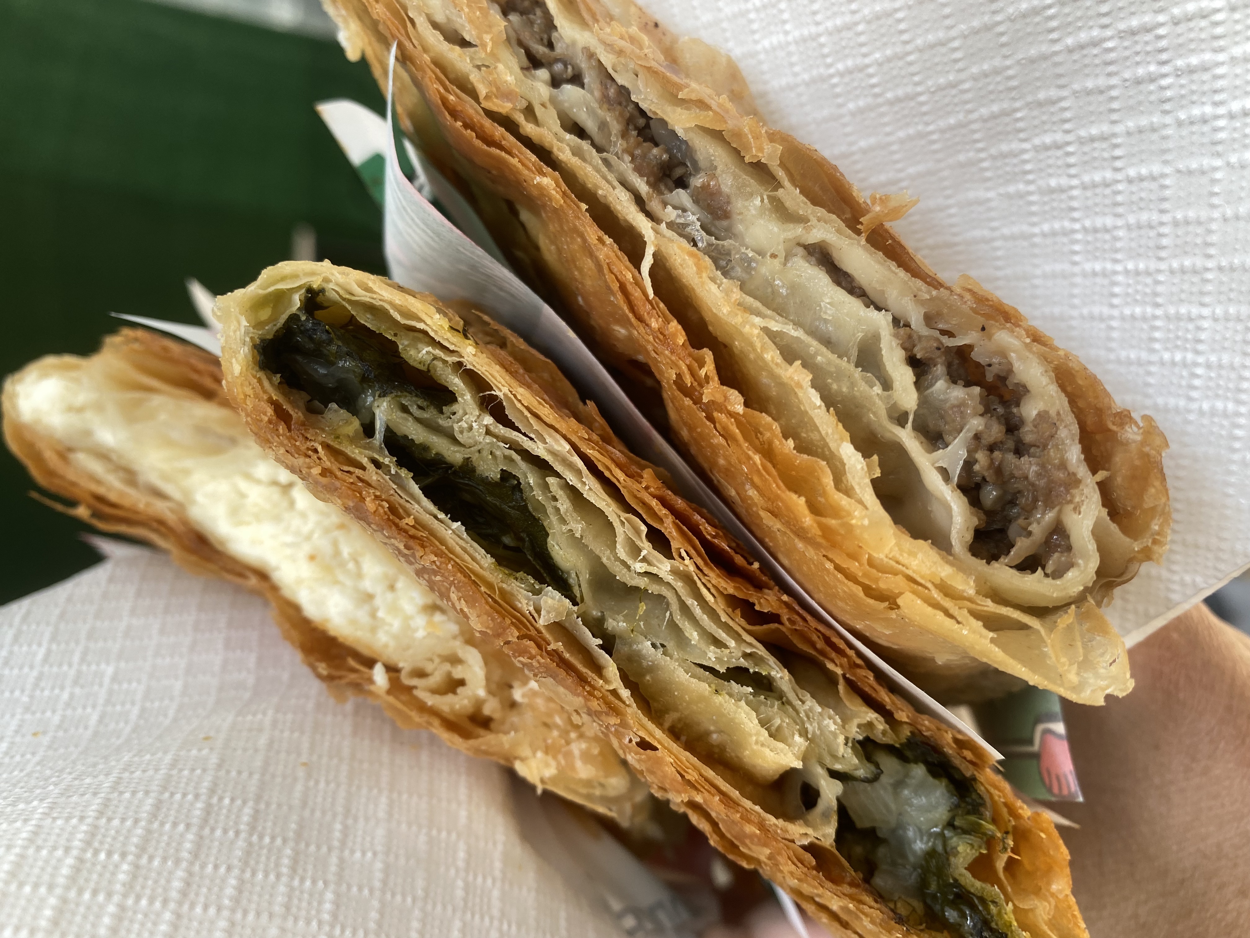 Cheese, Minced Meat and Spinach Pie called Tiropita