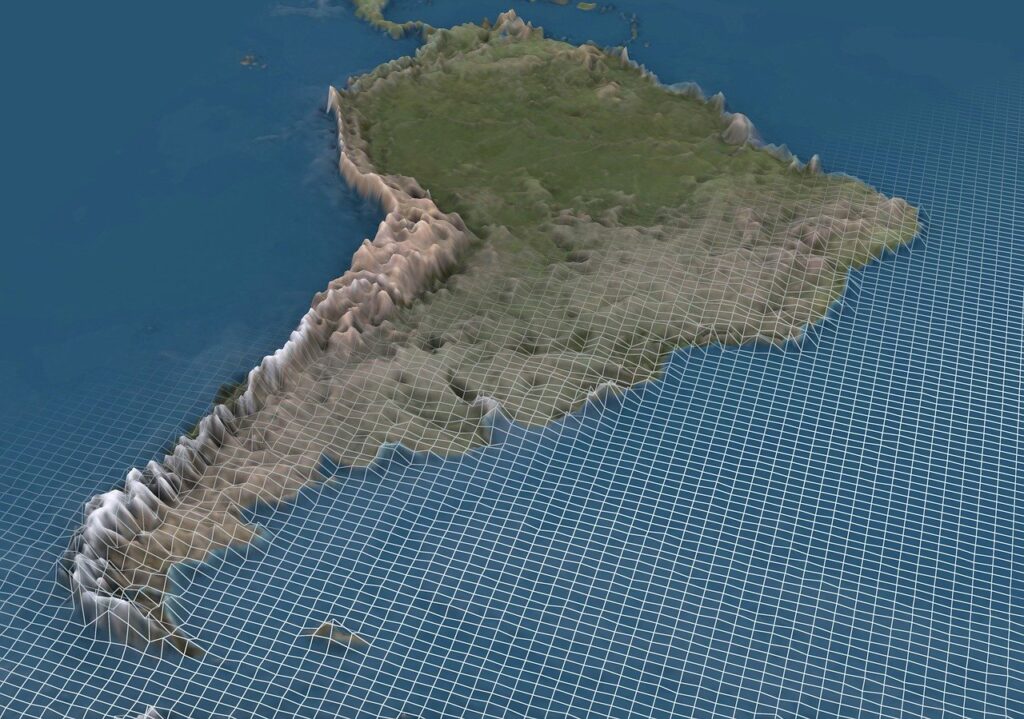 South American Andes Mountains Topography